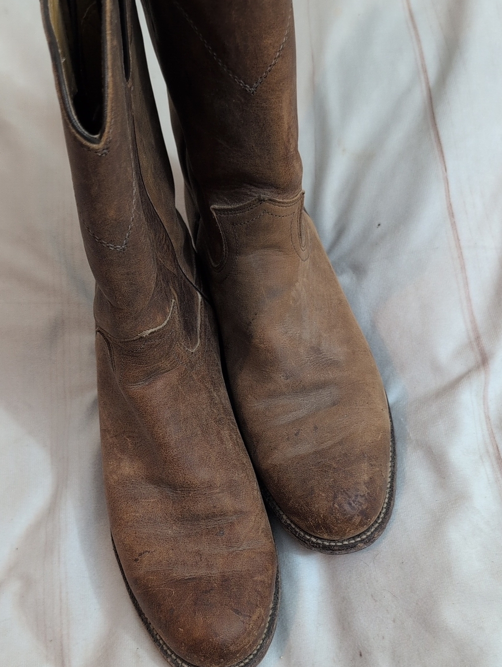 Vintage Justin L3408 Women’s 6.5 B Brown Leather Roper Cowboy Boots USA Made